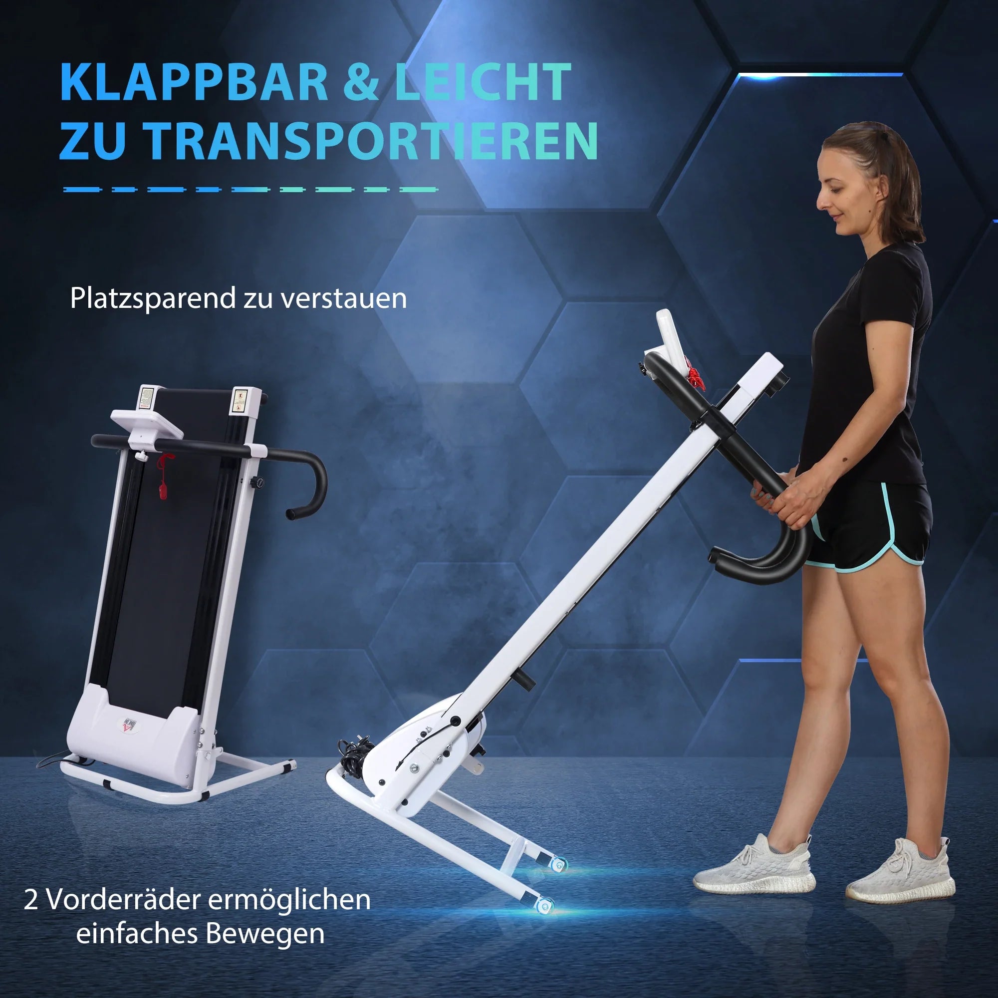 HOMCOM Tapis roulant elettrico pieghevole, display LCD, 12 programmi