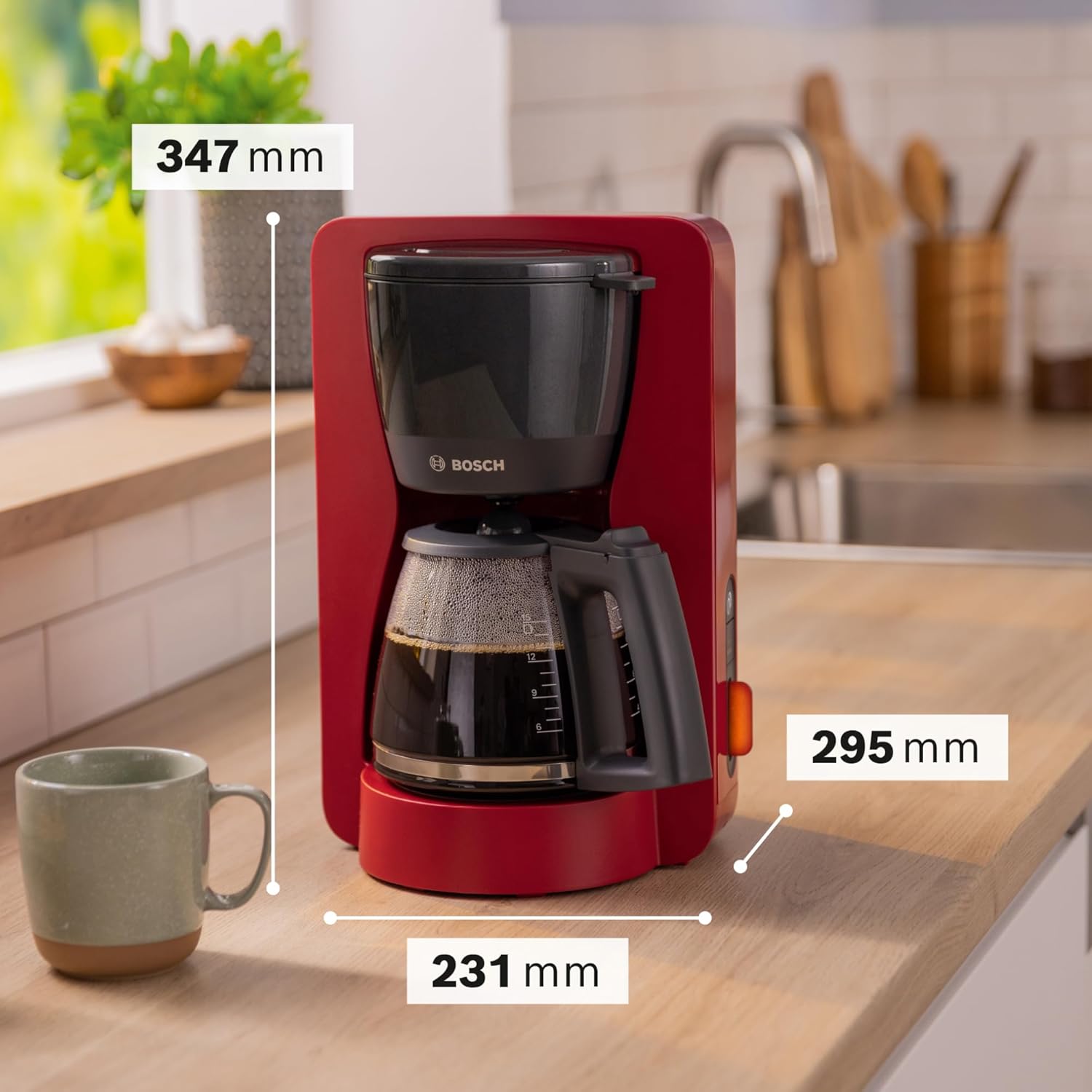 Bosch Filterkaffeemaschine MyMoment TKA3M134, Thermokanne 1 L, für 8-12 Tassen, Tropfstopp, schwenkbarer Filtertrger, Entkalkungsprogramm, abnehmbarer Wassertank, 1200 Watt, Schwarz matt