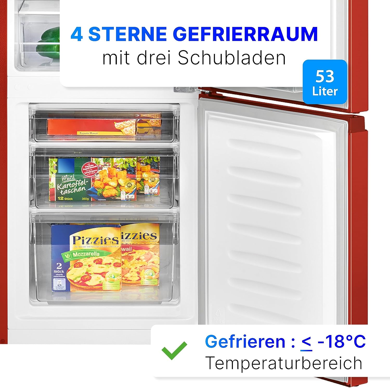 Bomann Frigo-Congelatore KG 320.2, 143 cm di Altezza, Frigo-Congelatore con Capacità 175 Litri, 3 Ripiani e 3 Cassetti, Cerniera della Porta Reversibile, Frigo-Congelatore Silenzioso 39 dB, Nero