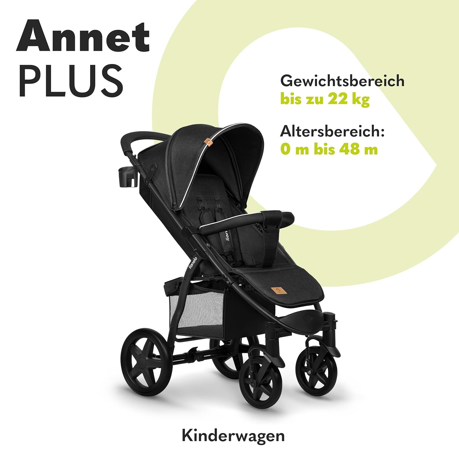 LIONELO Annet Buggy fino a 22 kg con funzione reclinabile, passeggino compatto richiudibile con accessori, ruote in schiuma EVA, zanzariera, coprigambe, portabevande, cestino (Golden Moments, Tour)