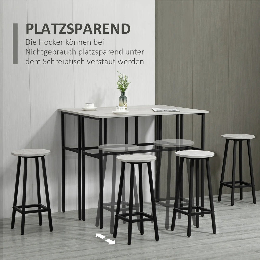 Set Tavolo da Bar HOMCOM 6 Pezzi Combinabile Salvaspazio per Sala da Pranzo
