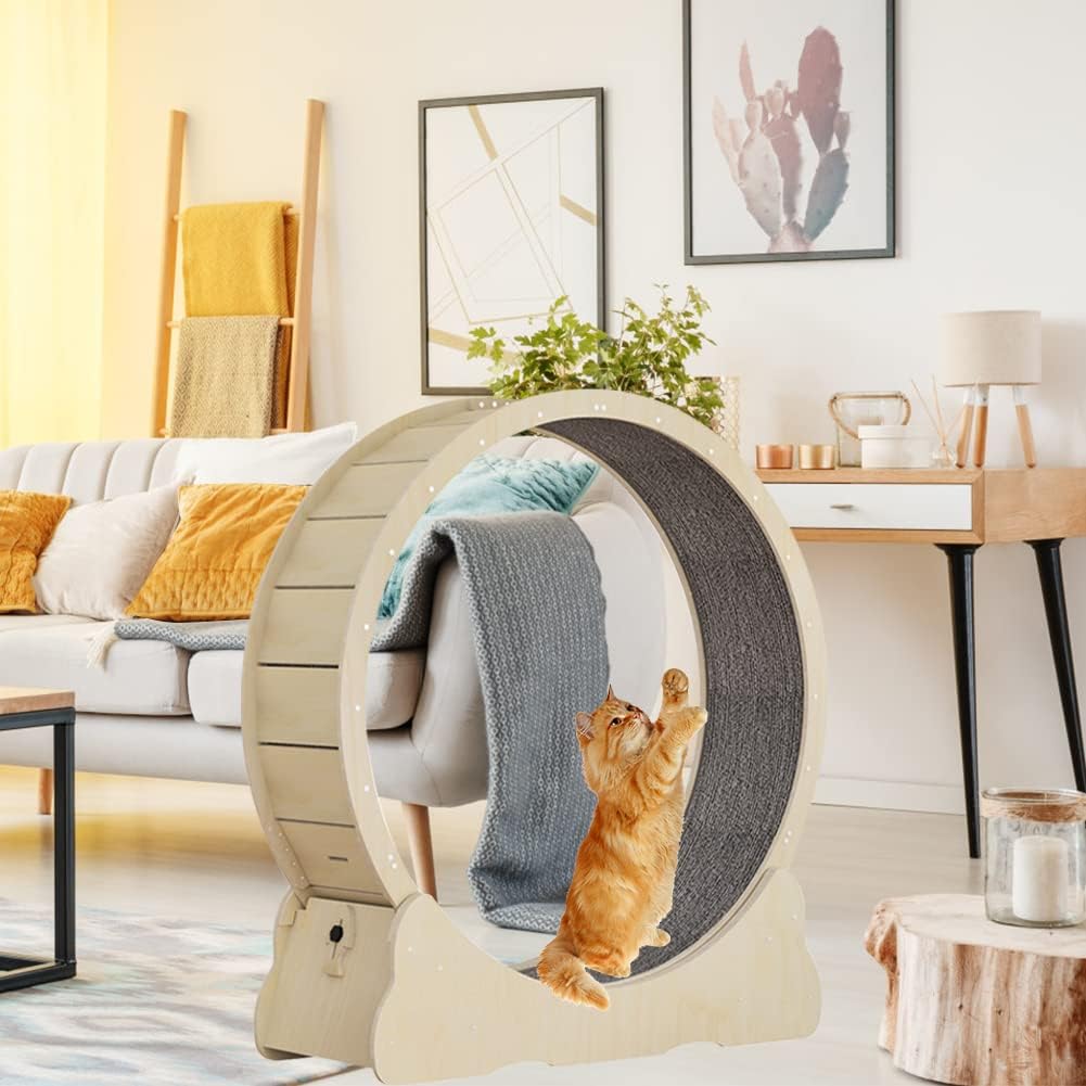 Katzenlaufrad Laufrad für Katzen, Laufrad Katze, 90cm-Laufband mit Teppichboden, Katzenrad Fitnessgert zur Gewichtsabnahme, für EIN lngeres Leben der Katze