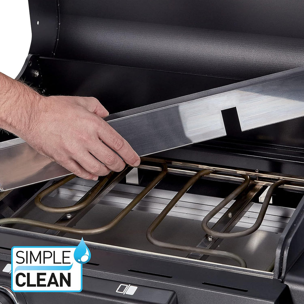 Enders Grill elettrico eCRAVE 2, con griglia in ghisa, carrello grill con ampio spazio di stoccaggio, sistema di pulizia SIMPLE CLEAN™, 2 potenti elementi riscaldanti, coperchio robusto con termometro integrato #97116