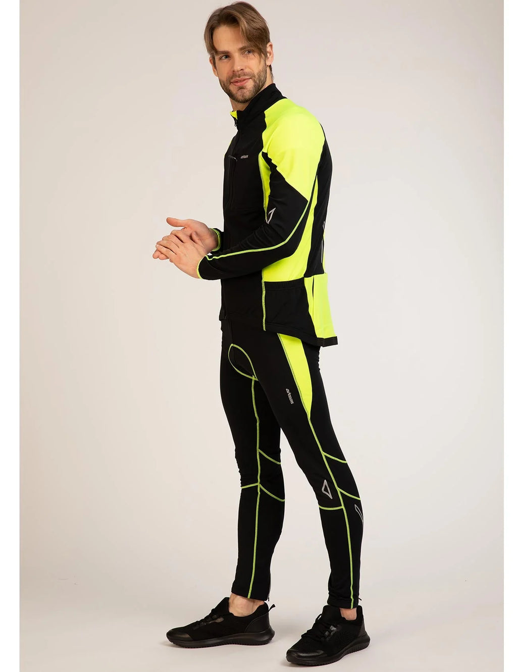 Herren Thermo Fahrradtrikot Pro-T Schwarz-Neon Setprodukt