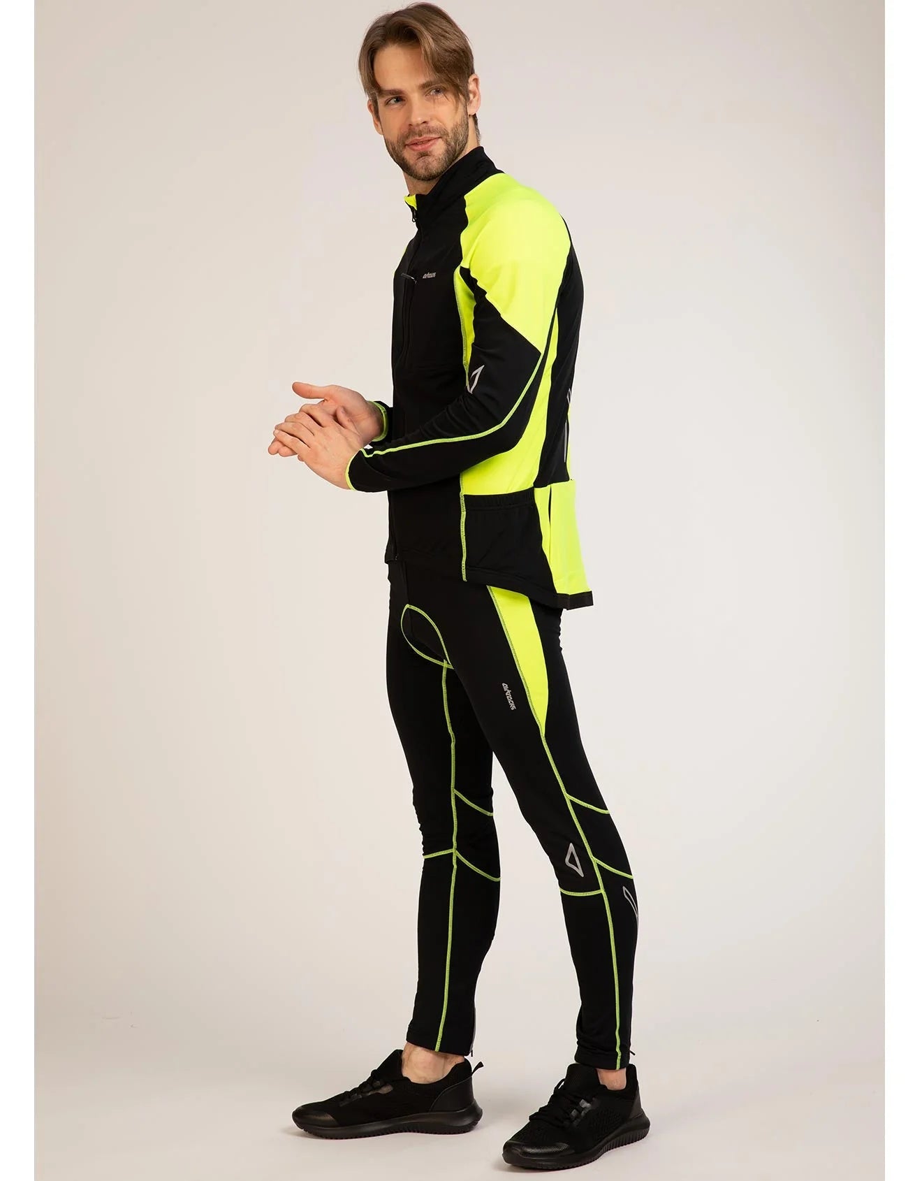 Herren Thermo Fahrradtrikot Pro-T Schwarz-Neon Setprodukt