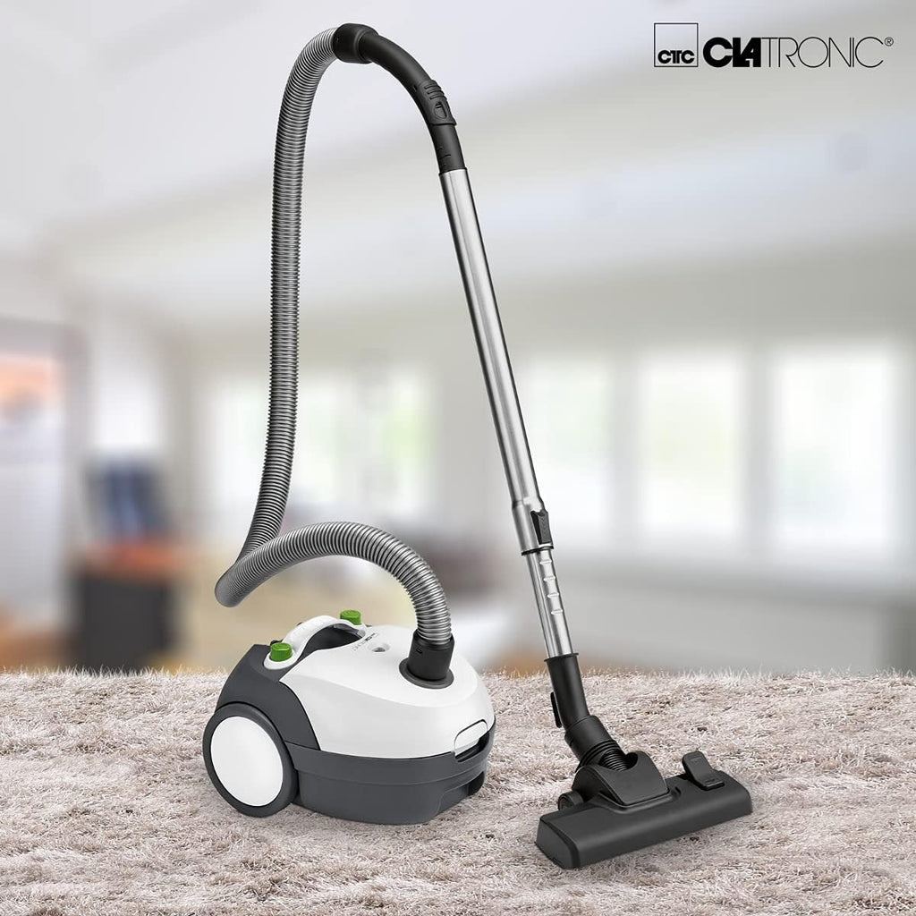 Clatronic Aspirapolvere con Sacco | Aspirapolvere a carrello con 700 Watt a risparmio energetico | Aspirapolvere con sistema di microfiltraggio a 5 strati | Spazzola per pavimenti commutabile e bocchetta per spazzola/fessure | BS 1300 N antracite