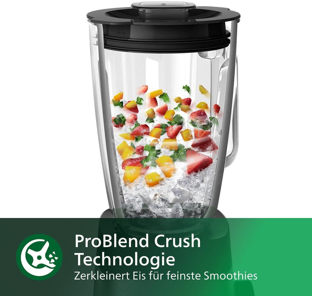 Philips Frullatore da tavolo e per smoothie – 1000 W, caraffa in vetro da 2 litri, app HomeID, velocità variabile, ProBlend Crush, bicchiere da viaggio (HR3573/90)