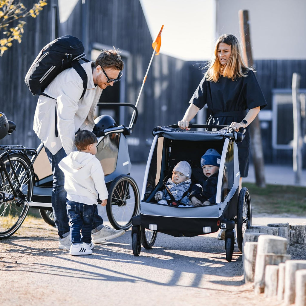 Rimorchio per bicicletta Thule Courier Dog, Rimorchio per bicicletta per 2 bambini blu egeo taglia unica