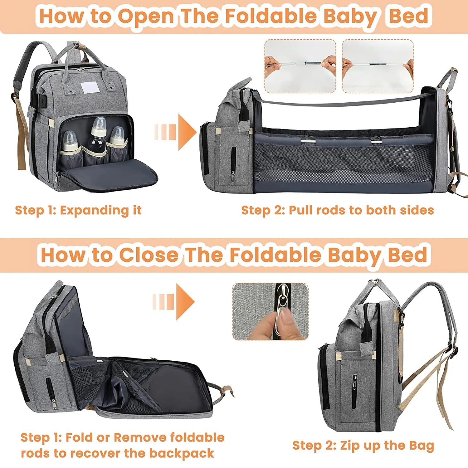 Baby Backpack - Zaino Multifunzionale - Zaino per Neonati