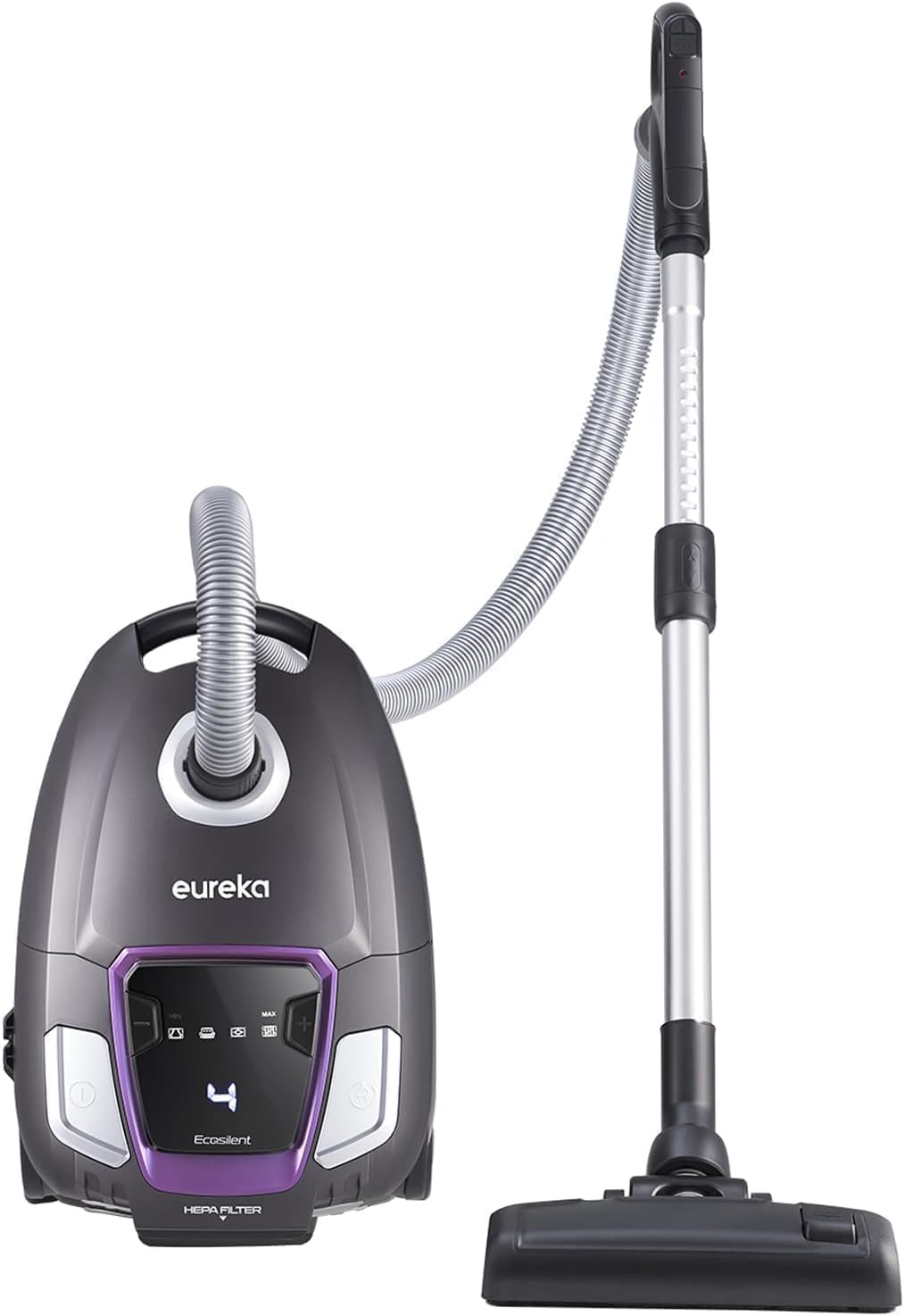 Eureka NEN300 Aspirapolvere a traino con sacco 700W, 62 dB(A) Estremamente silenzioso, Aspirapolvere potente con filtro igienico e spazzola per pavimenti duri, parquet, tappeti, piastrelle, 2L