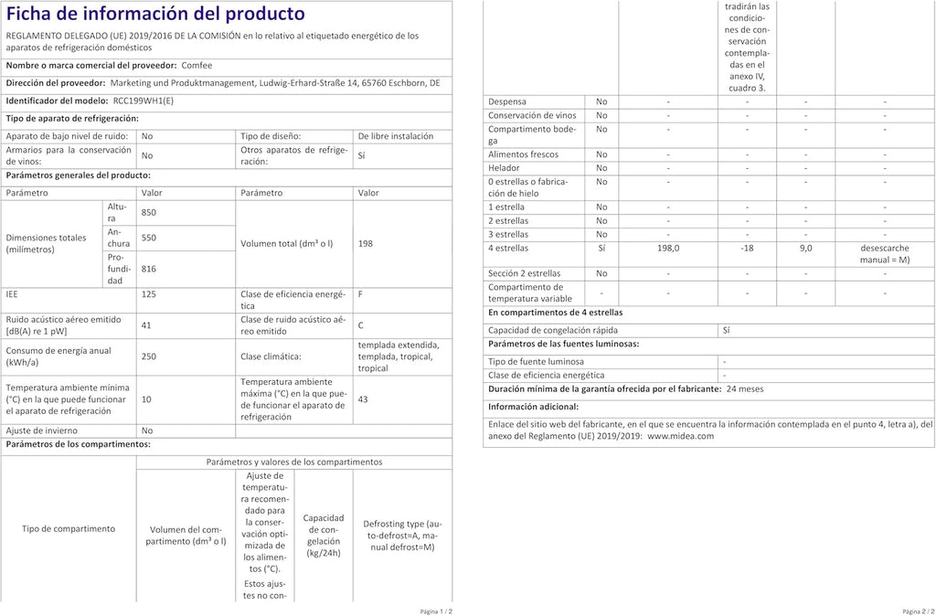 Comfee RCC100WH2(E) Congelatore a Pozzo/169 kWh/anno/85cm di altezza/99L/38dB/Bassa rumorosità/Tubo a D ad alta efficienza/Adatto a diversi scenari d'uso/Termostato regolabile/Bianco