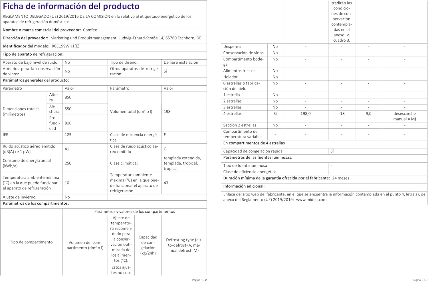 Comfee RCC100WH2(E) Congelatore a Pozzo/169 kWh/anno/85cm di altezza/99L/38dB/Bassa rumorosità/Tubo a D ad alta efficienza/Adatto a diversi scenari d'uso/Termostato regolabile/Bianco