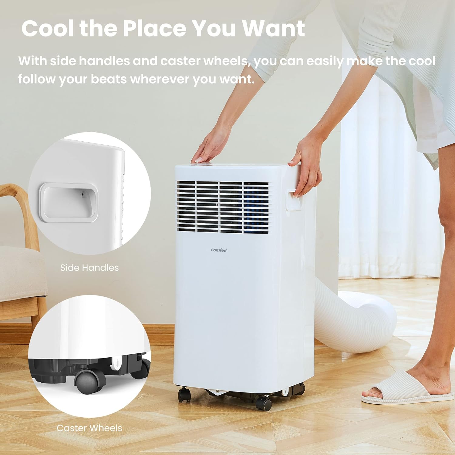 Comfee Condizionatore Portatile Easy Cool 2.0, 7000 BTU 2,0kW, Raffreddamento&Ventilazione&Deumidificazione, Adatto per Ambienti fino a 68m³(25㎡), Controllo tramite APP/Alexa/Google Home/IFTTT, Climatizzatore Portatile con Tubo di Scarico