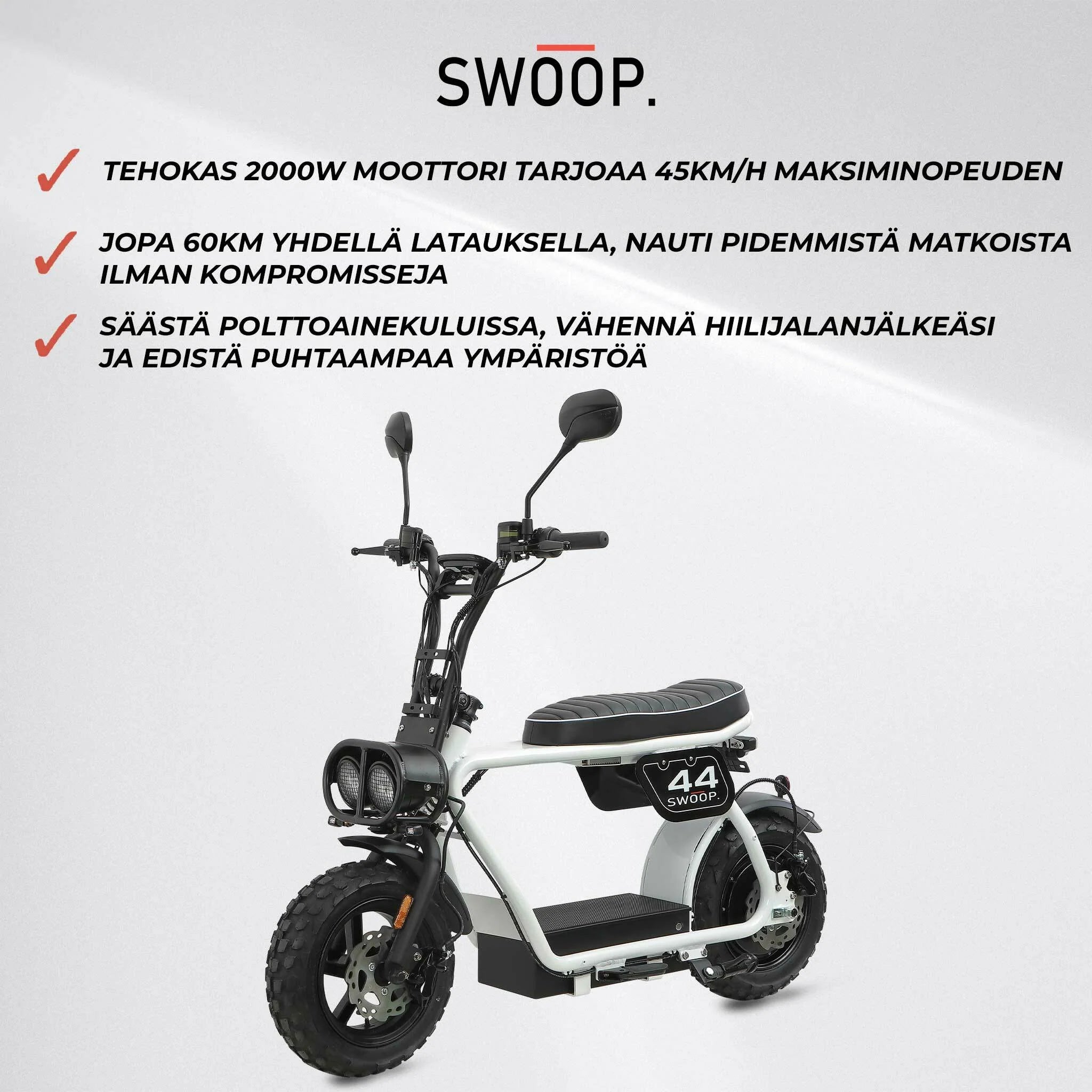 Swoop Elektro Moped Turbo 2000W Bianco