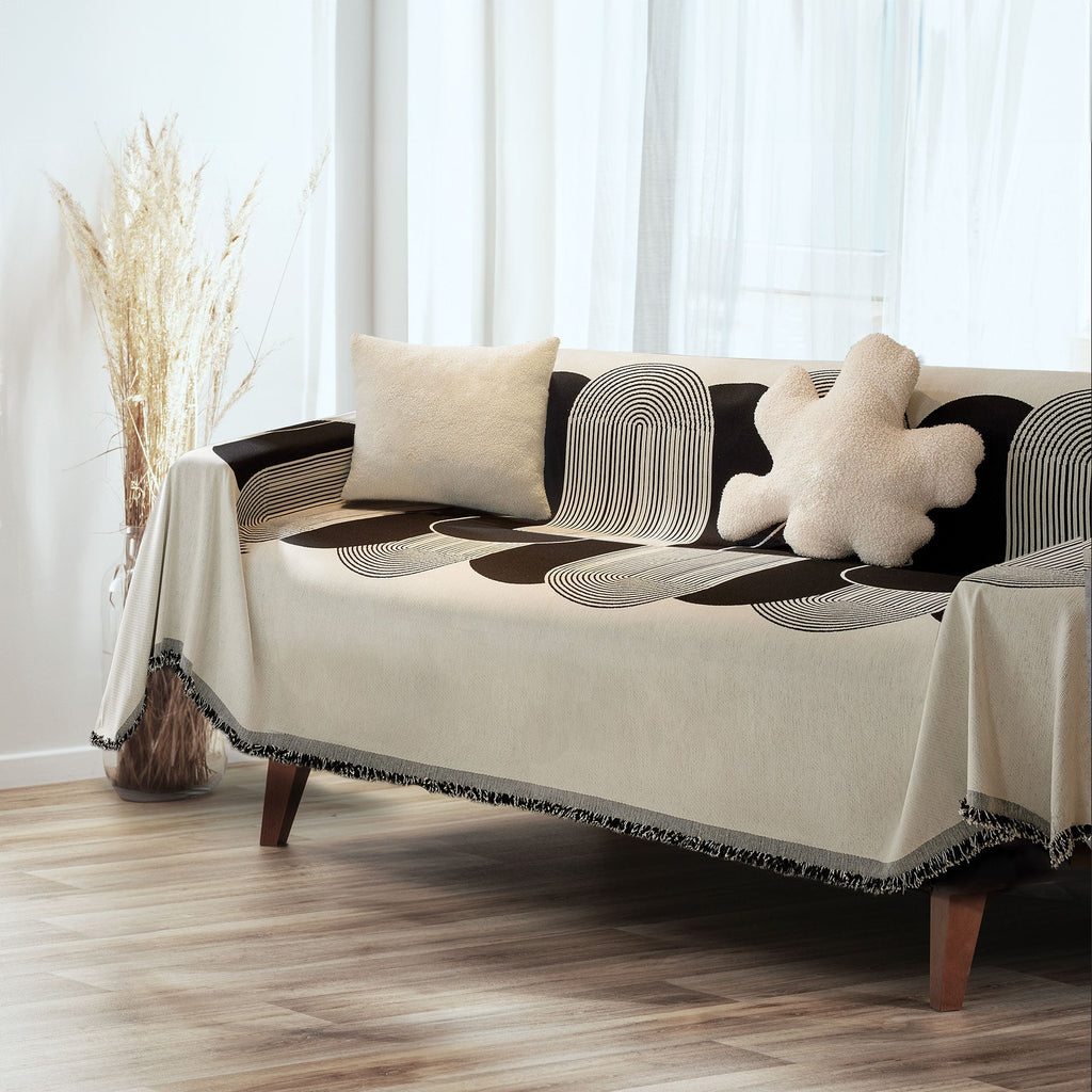 Eleganter Sofabezug – Swirl Schwarz – Stilvolle Abdeckung für Ihr Wohnzimmer