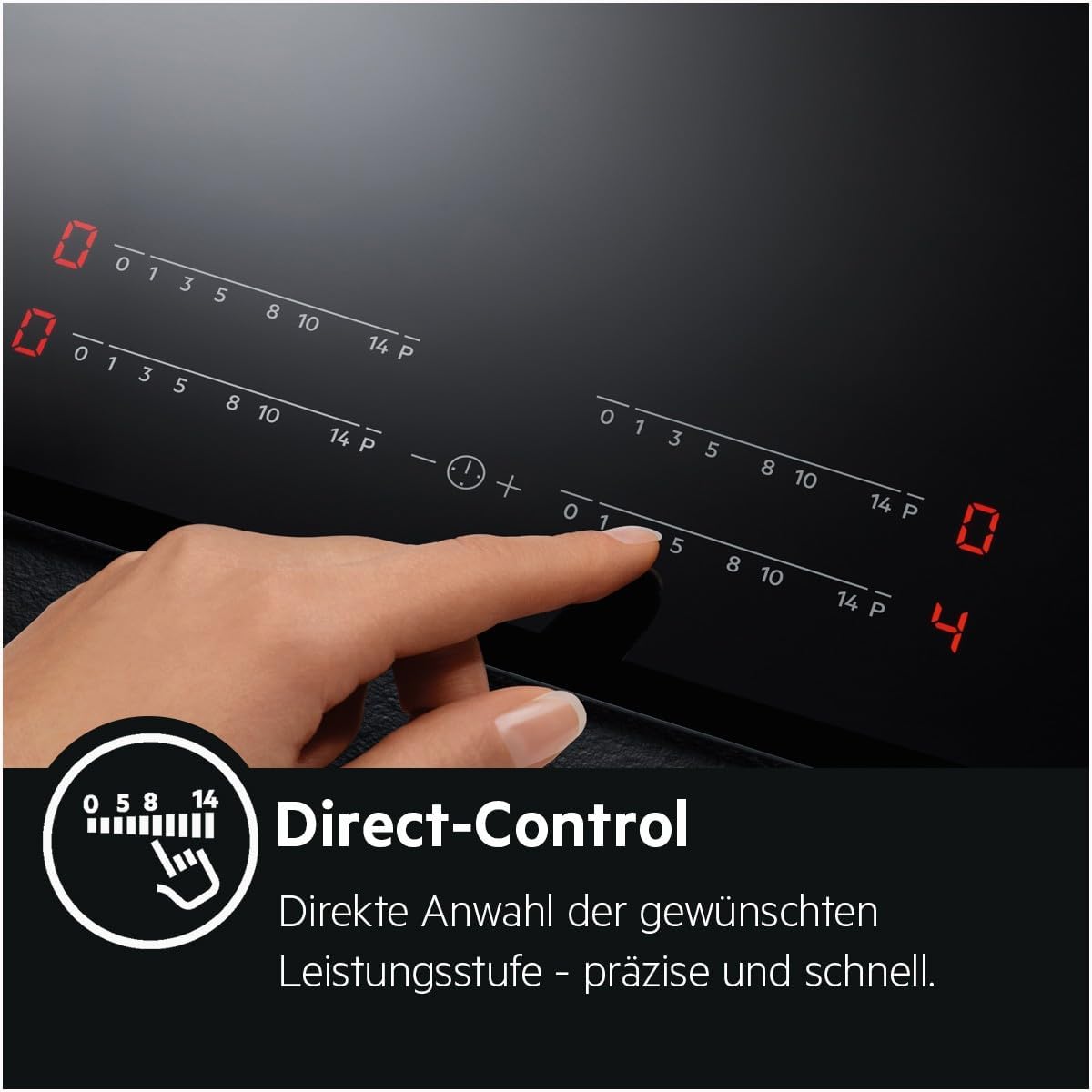 AEG Induktionskochfeld autark 60cm – 4 Flex-Kochzonen mit Powerfunktion für schnelleres Kochen – 14 Stufen – SuperFlat Rahmen – Timer – Touch-Bedienung – kompatibel mit Haubenautomatik – TO64IA0AXB
