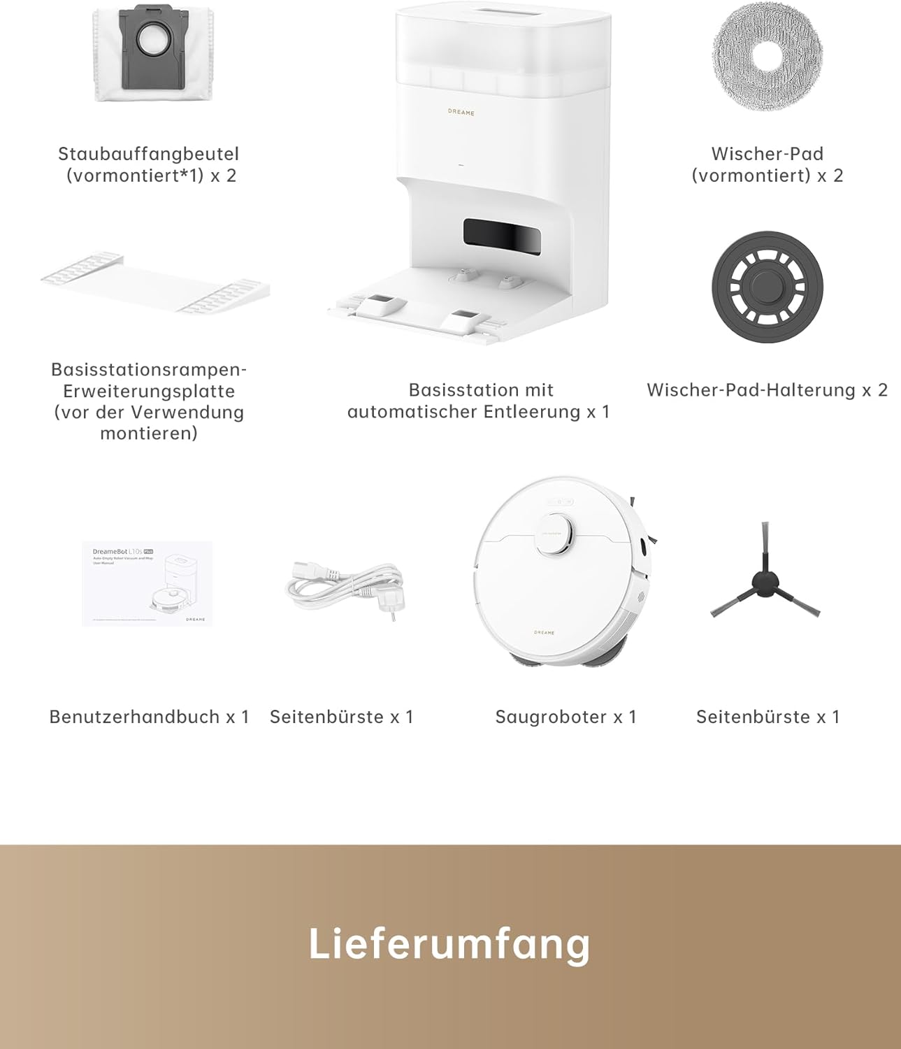 dreame L10 Prime Saugroboter und Wischroboter mit Automatischer Waschstation von Wischpads, 7mm Mopanhebung, LDS Navigation, 4000Pa Saugleistung, 3D Mapping, WiFi/APP