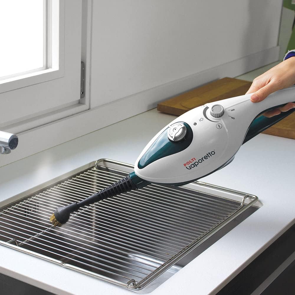Polti PTEU0292 Vaporetto SV240 Scopa a vapore con pulitore a vapore integrato, uccide ed elimina il 99,9%* di virus, germi e batteri, Bianco/Verde