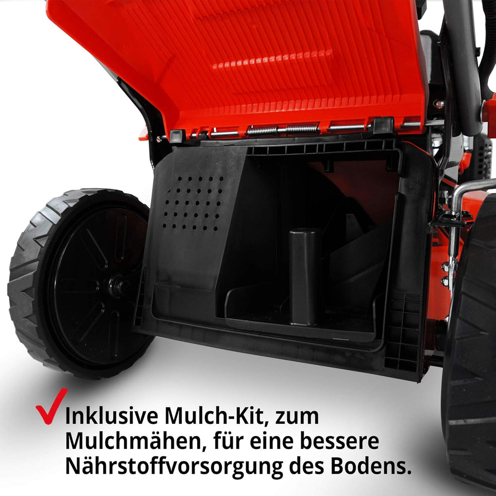 HECHT Rasaerba a benzina 5 in 1 – potente motore ecologico 4 tempi da 4,4 kW (6,0 CV) – avviamento elettrico – larghezza di taglio 53 cm – cesto di raccolta 75 l – trazione sulle ruote – ruote brevettate – tosaerba mulching