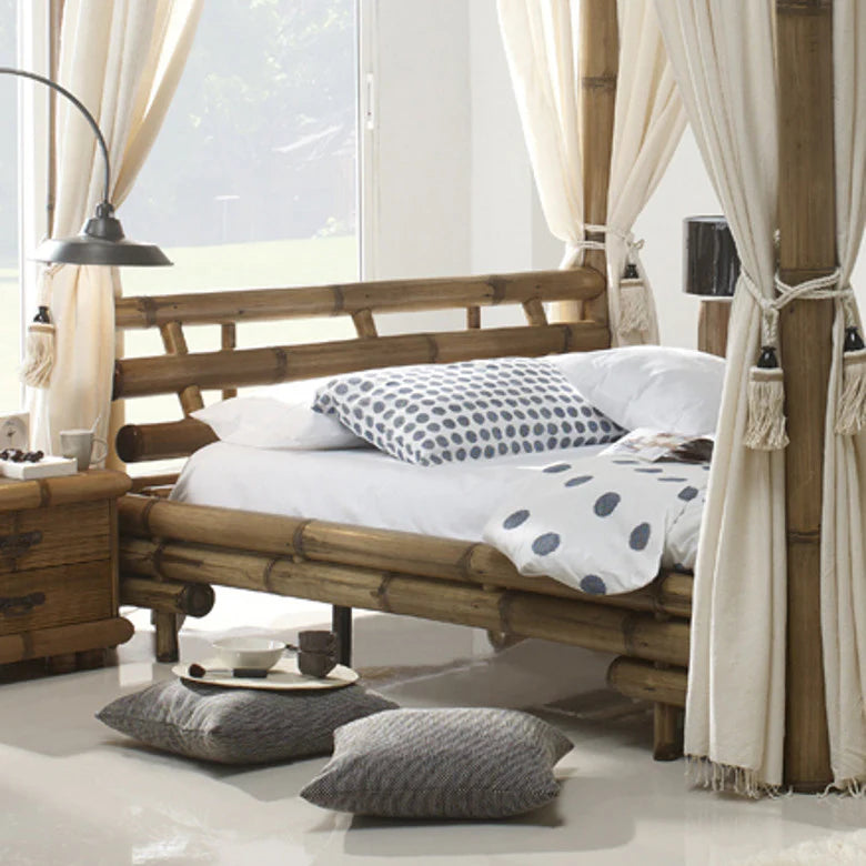 Letto a baldacchino bambù TABANAN 160 x 200 cm Miele Antico
