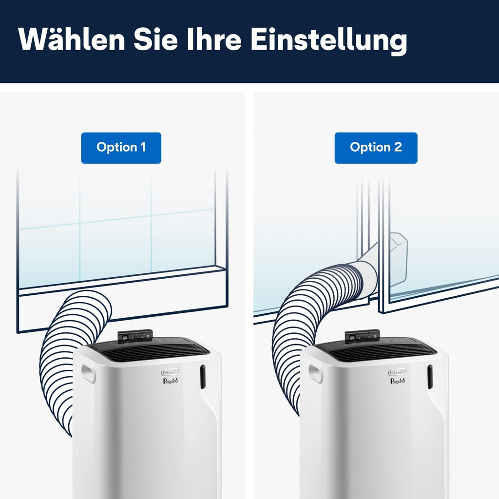 De'Longhi Pinguino PAC EM93 Silent, climatizzatore portatile per ambienti fino a 90 m³, 10.500 BTU/h, 2,6 kW, 63 dB, funzione deumidificatore, classe energetica A, timer 24 ore, bianco