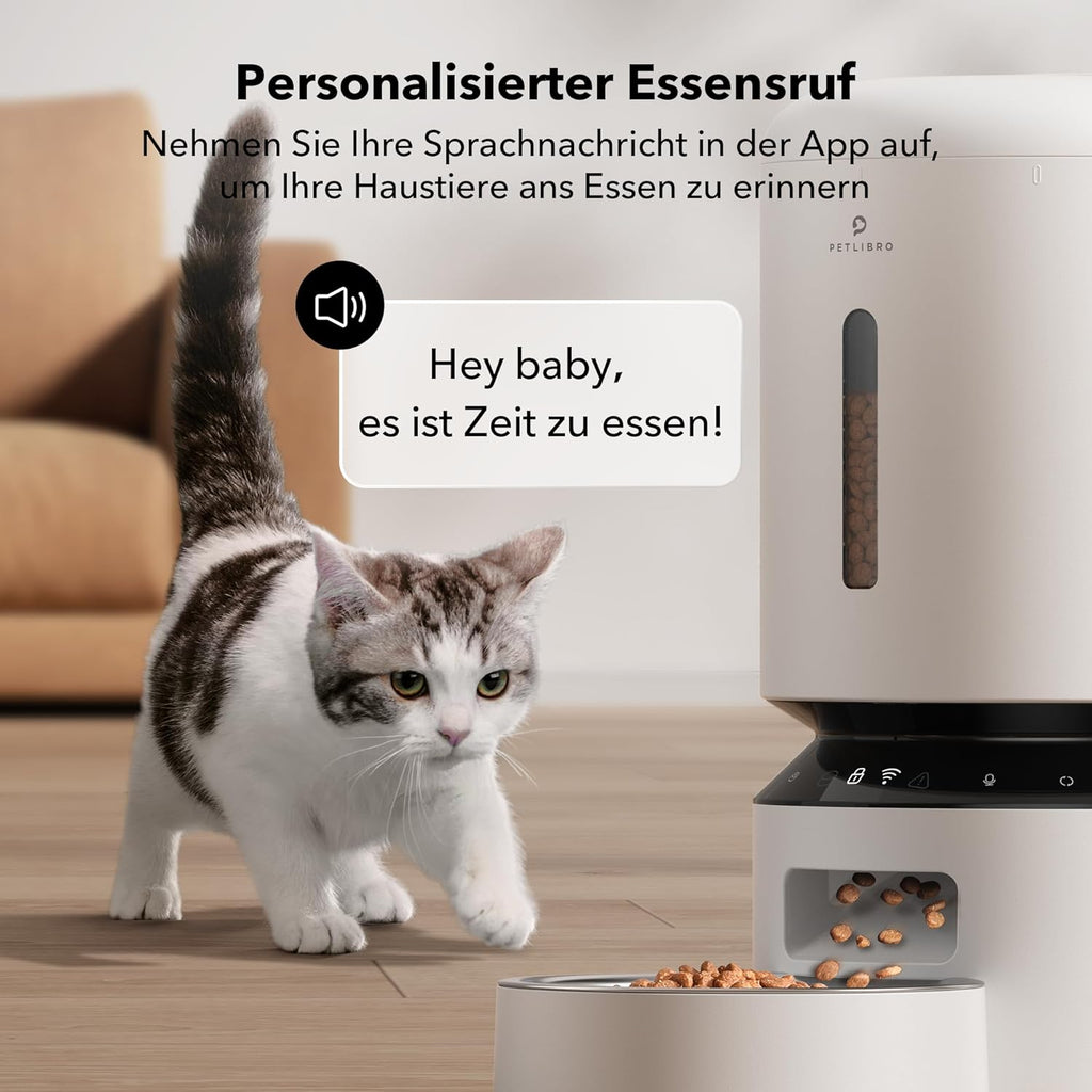PETLIBRO Mangiatoia Automatica Gatti da 5L, Mangiatoia Intelligente per Gatti con WiFi 5G/2.4G, Dispenser Automatico di Cibo Secco per Gatti o Cani con Controllo Tramite App, 1-10 Pasti al Giorno, Bianco