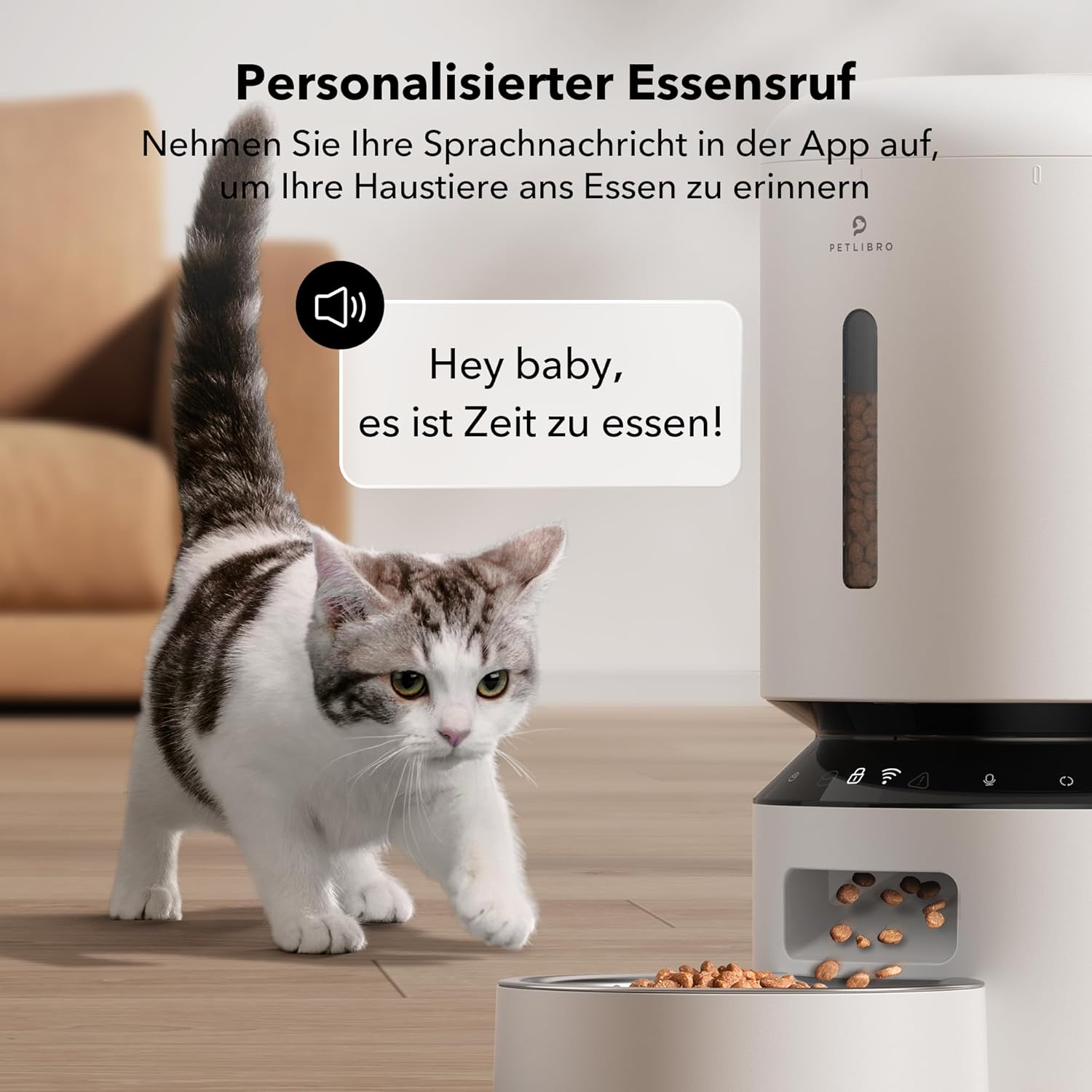 PETLIBRO Mangiatoia Automatica Gatti da 5L, Mangiatoia Intelligente per Gatti con WiFi 5G/2.4G, Dispenser Automatico di Cibo Secco per Gatti o Cani con Controllo Tramite App, 1-10 Pasti al Giorno, Bianco