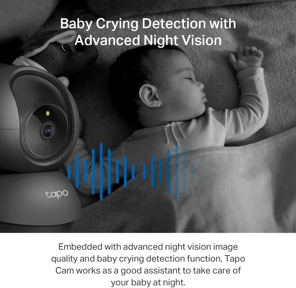 Tapo TP-Link C200P2 360° berwachungskamera für den Innenbereich, 1080P, Nachtsicht, Bewegungserkennung, Zwei-Wege-Audio, kompatibel mit Alexa&Google Assistant, für Babys/Haustiere, 2 stück C200