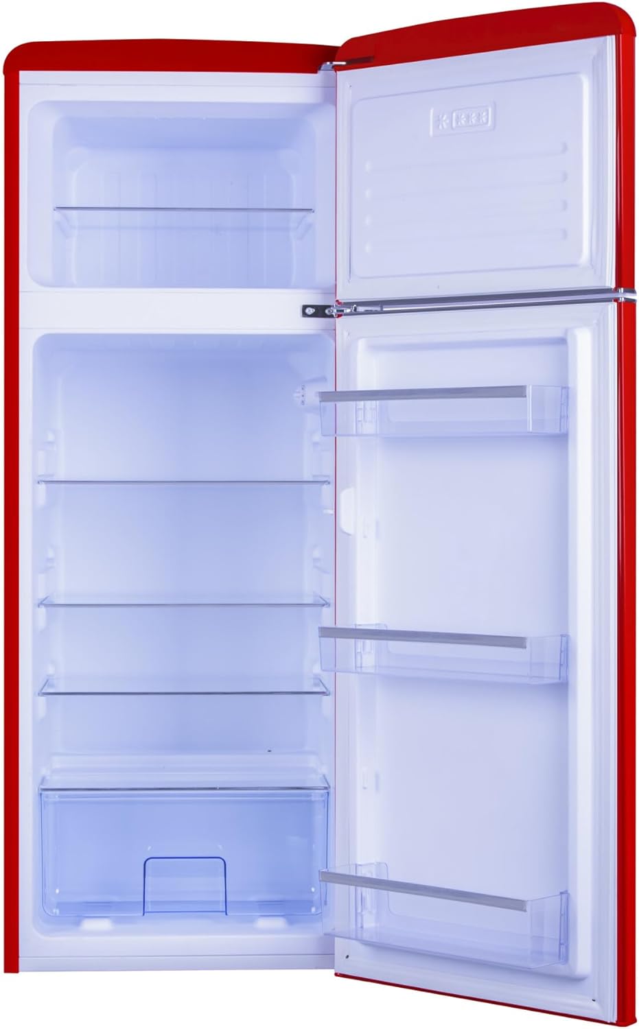 Amica KGC 15632 T Frigorifero con congelatore Retro / Ice Blue (Turchese) / 144 cm (A) x 55 cm (L) x 62 cm (P) / Design retrò / Frigorifero con congelatore