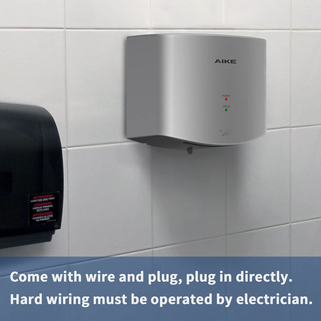 AIKE Hndetrockner 10 Sekunden Trocknen Energiesparend Kommerziell Elektrischer Hndetrockner Automatisch für Küche Badezimmer Toilette AK2630S 220V 1400W Silber