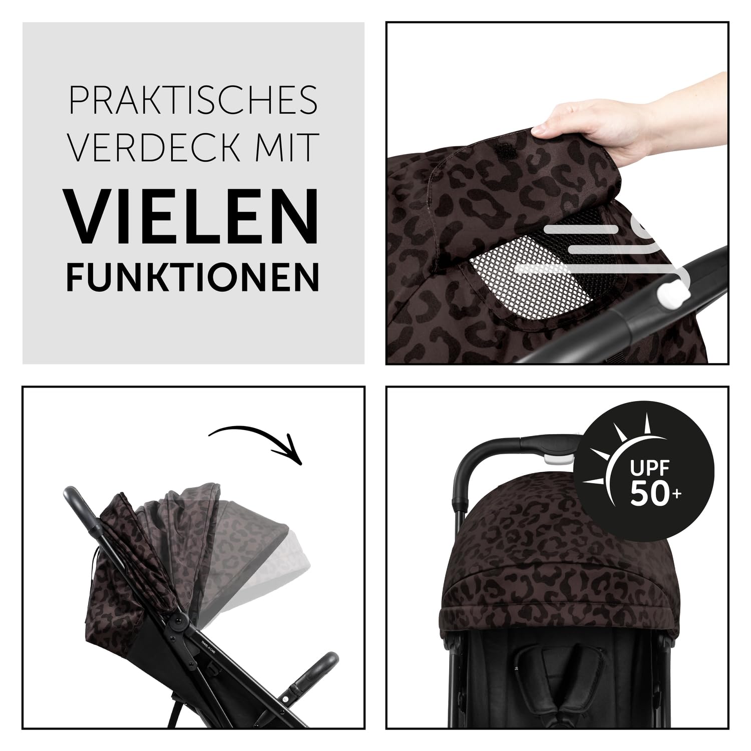 hauck Passeggino leggero Travel N Care per bambini dalla nascita fino a 22 kg con funzione reclinabile, ultraleggero - 6,9 kg, chiudibile con una mano, UPF 50+, ruote in EVA, cestino fino a 3 kg (Dark Olive)
