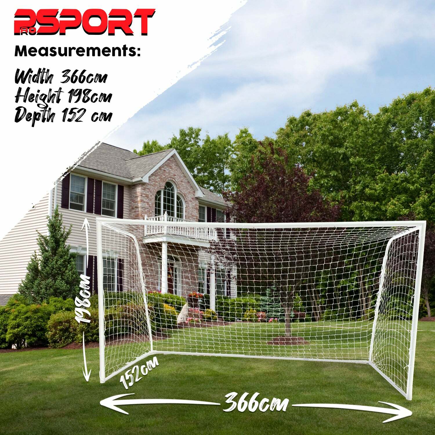Prosport Porta da calcio, robusta, 366 x 198 x 152 cm