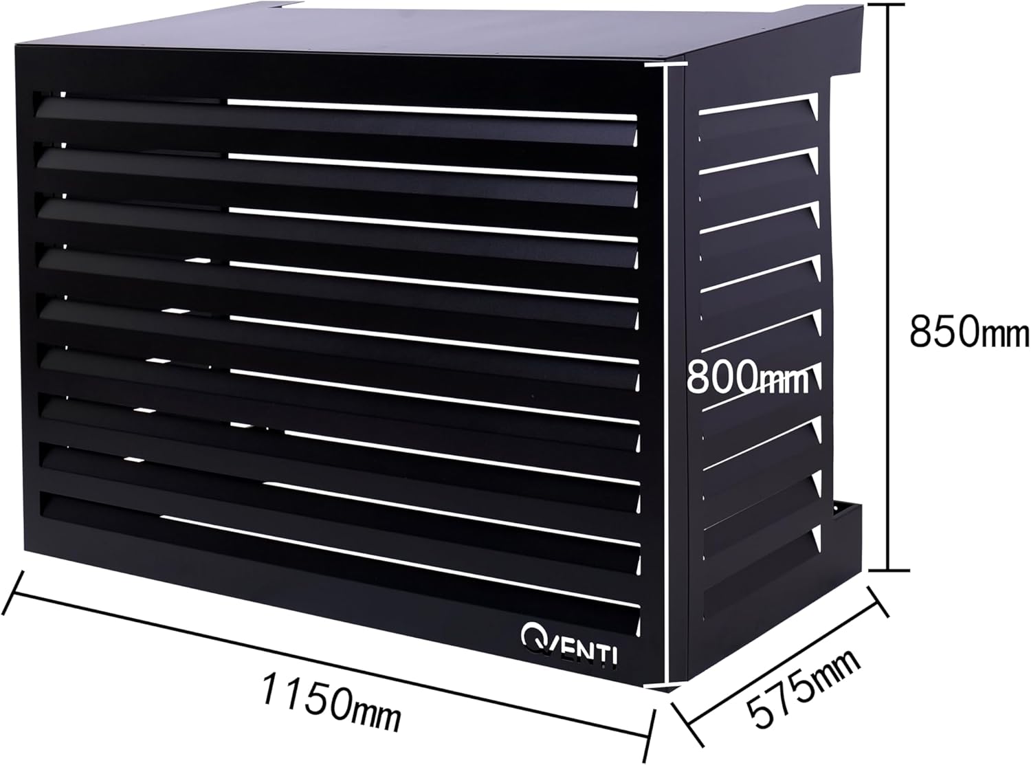 Copertura Qventi per condizionatore - Antracite/Grigio - Alluminio - Griglia di protezione - Rivestimento - Facile montaggio - Taglia S - Dimensioni esterne (LxPxH): 100 x 50 x 75 cm