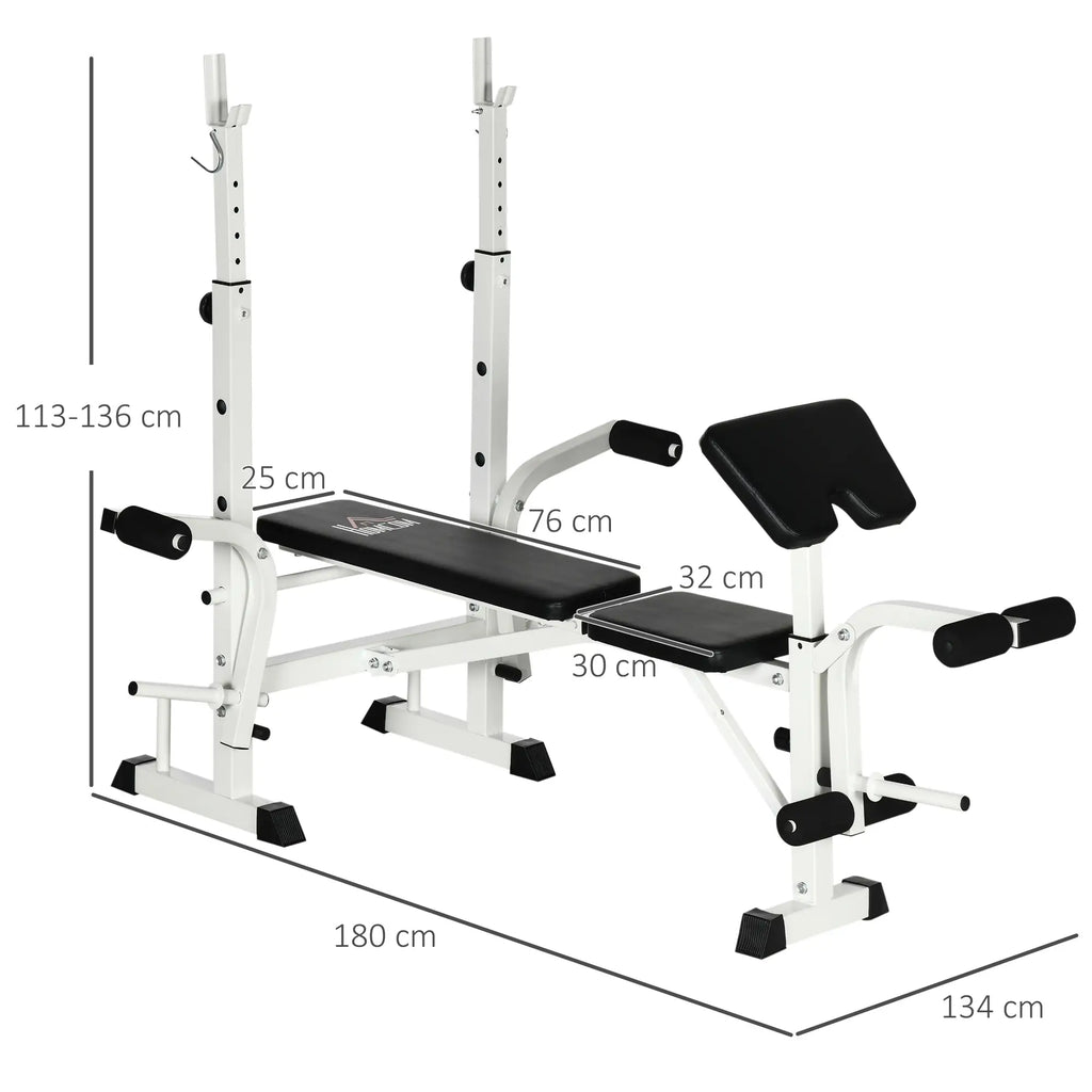 HOMCOM Trainingsbank höhenverstellbar mit Beinpresse und Bizepscurl