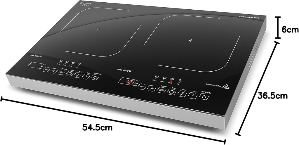 CASO Pro Gourmet 3500 - Mobiles Doppel- Induktionskochfeld, Testsieger Haus & Garten Test, max. 3500 Watt, 60-240°C, 12 Leistungsstufen, für Topfgrößen bis 22cm