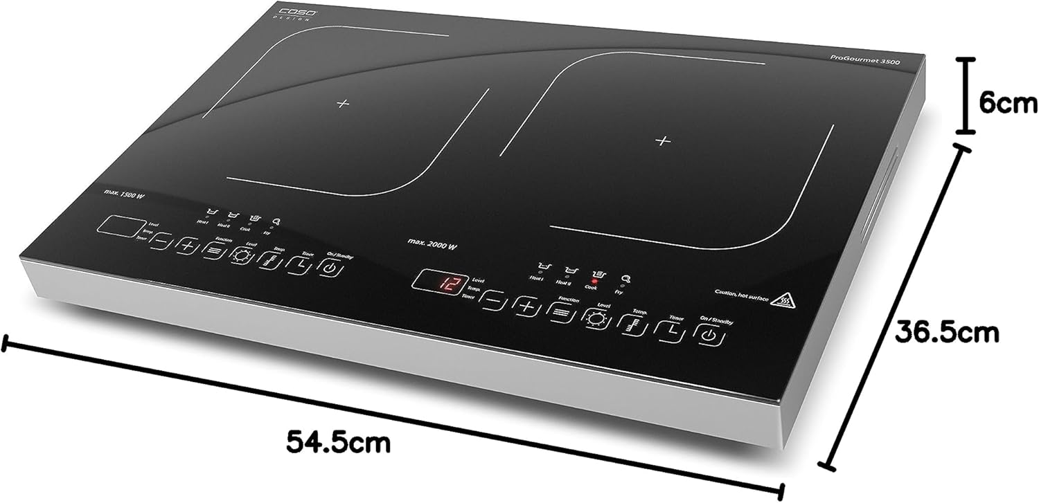 CASO Pro Gourmet 3500 - Mobiles Doppel- Induktionskochfeld, Testsieger Haus & Garten Test, max. 3500 Watt, 60-240°C, 12 Leistungsstufen, für Topfgrößen bis 22cm