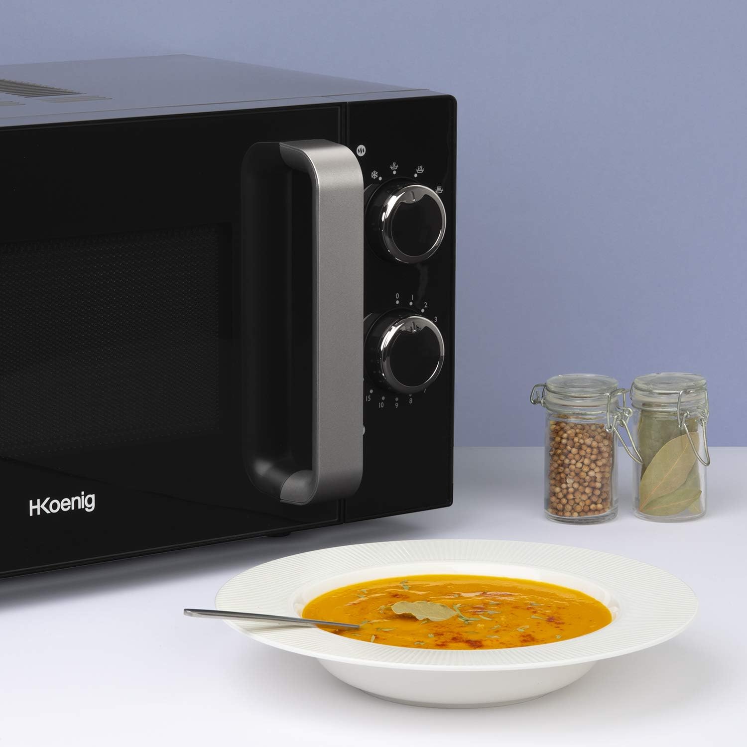 H.Koenig Microonde e Grill 2 in 1 VIO9, 25L, Piatto Girevole 27cm, 10 Livelli di Cottura fino a 1000W, Scongelamento, Cottura Combinata, Display LCD