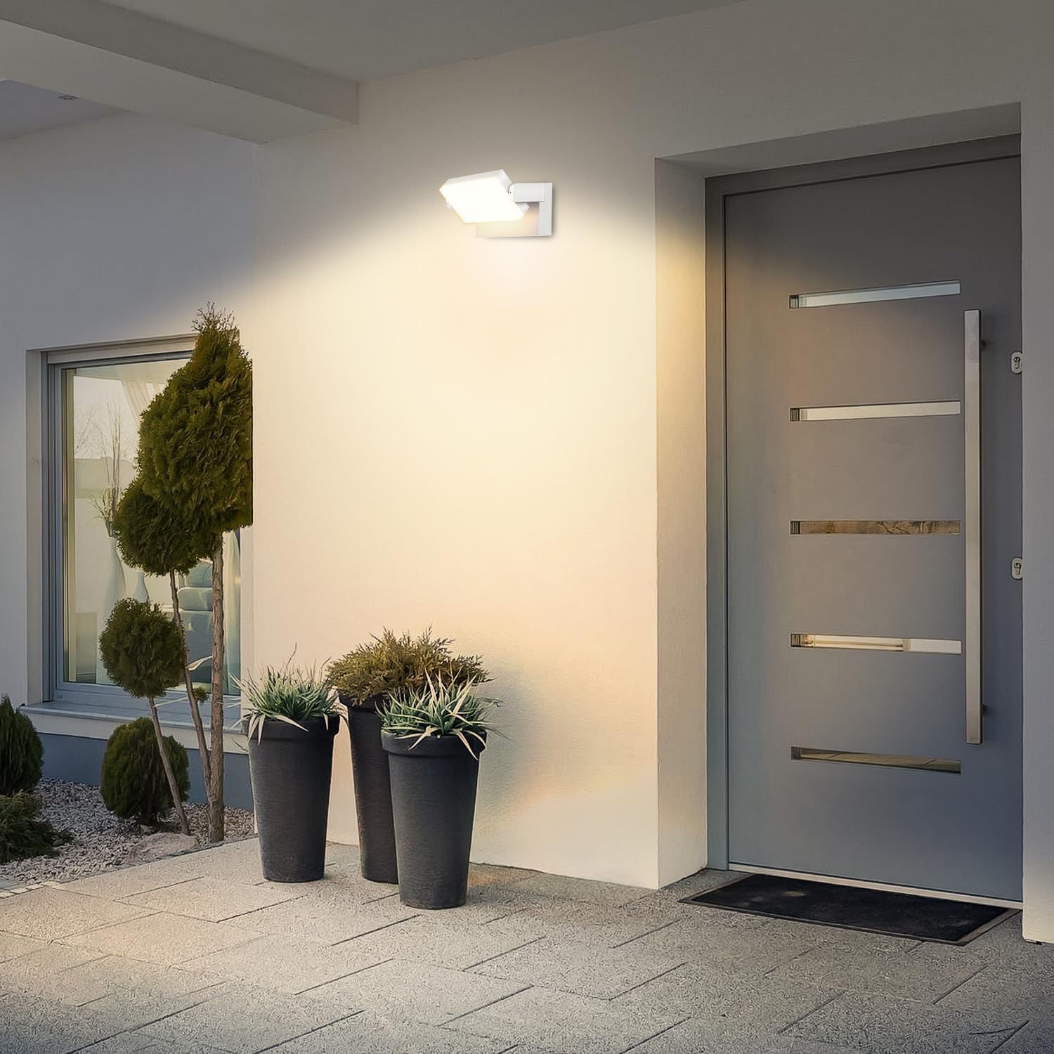 Kingwen 4 Pack 40W Wandleuchte Innen/Aussen 3000K Warmweiß Außenwandleuchte mit 360°Schwenkbar Panel LED Wandlampen Modern Außenlampe 3000LM LED Strahler Wasserdicht IP65 Wandleuchten Schwarz