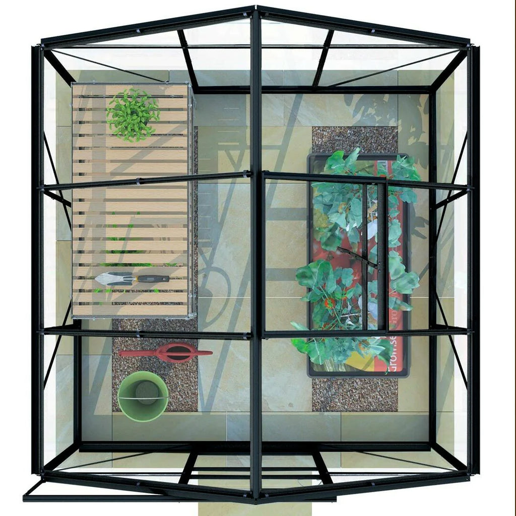 Lykke Gewchshaus Glass 3,8m2, schwarz