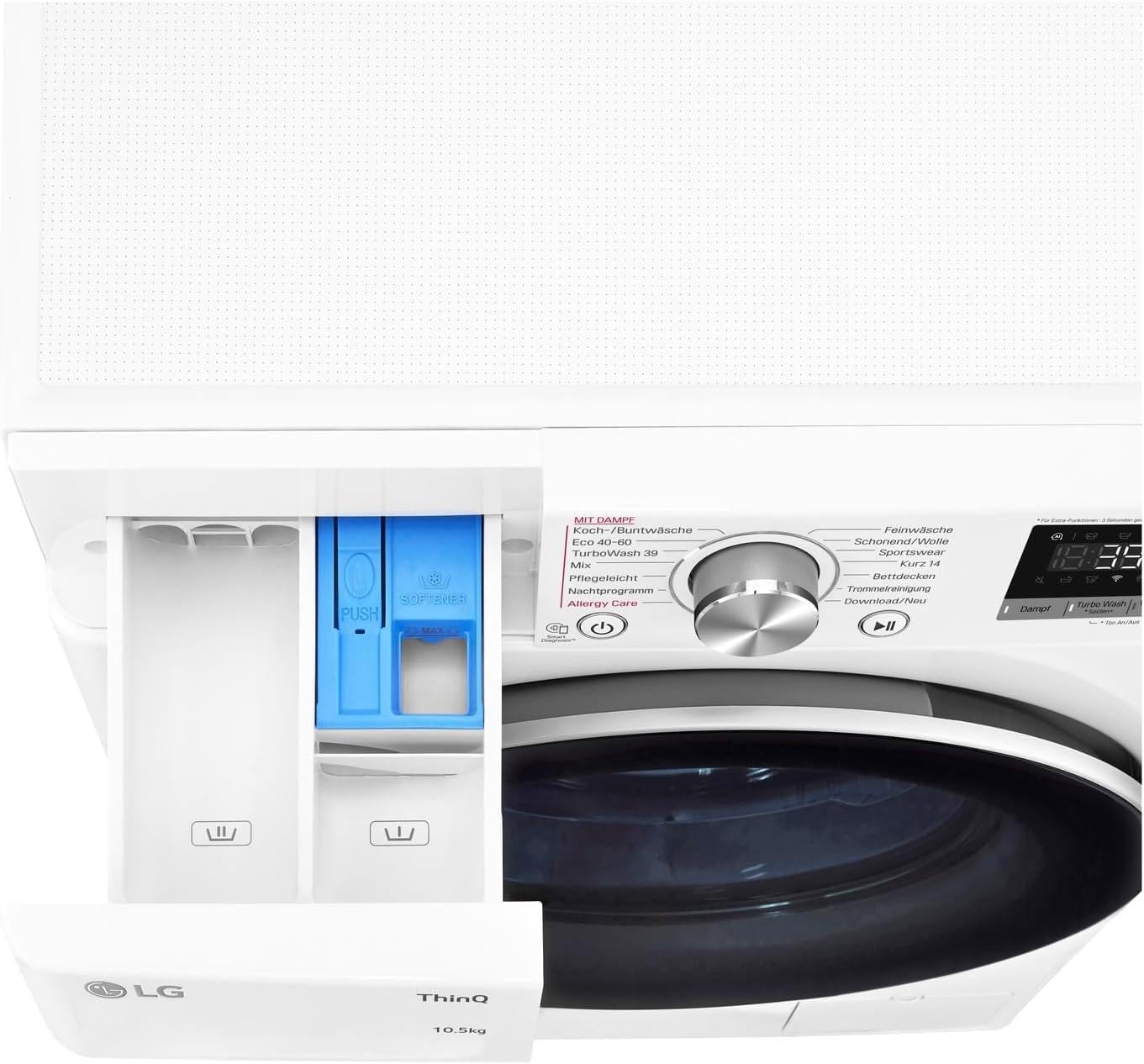 LG F4WV7080, Klasse A, Frontlader-Waschmaschine 8 kg, 1400 U/Min, AI Direct Drive, Wi-Fi, Tiefenreinigung mit Dampf, Groe Kapazitt, TRIPLE A, Auentür aus Sicherheitsglas, 62 x 60 x 85 cm  Wei