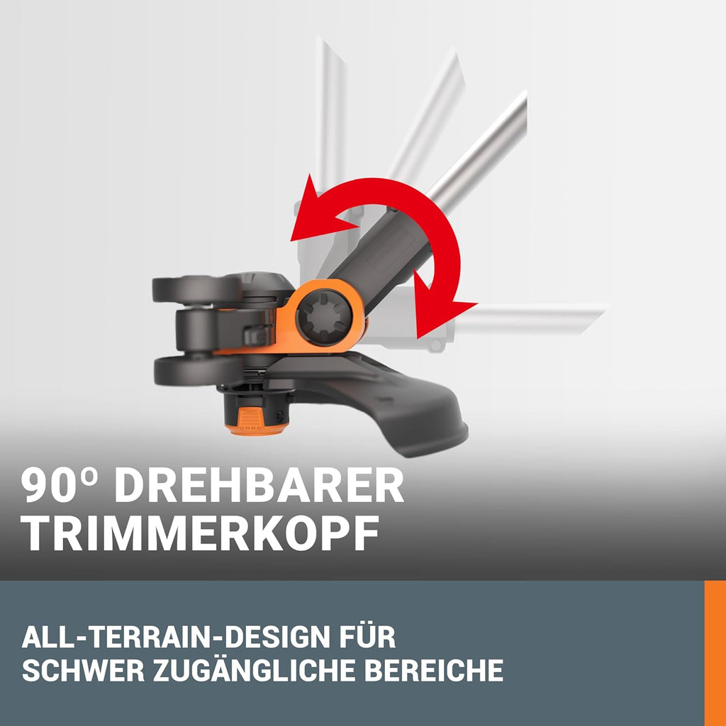 WORX WG163E Akku Rasentrimmer 20V & WG547E.9 Akku-Laubbläser Turbine 20V - höhe Leistung mit Turbinen-Technologie