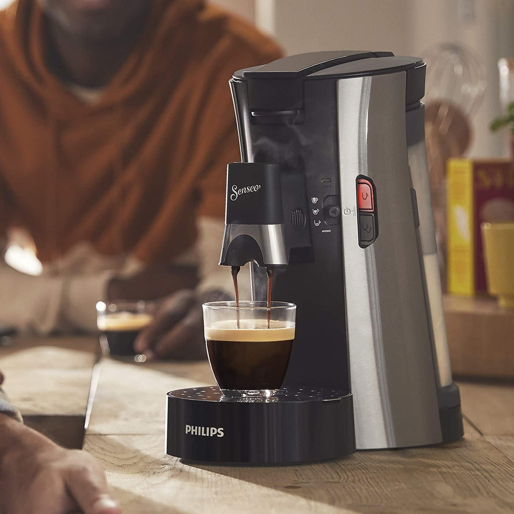 Philips Senseo Select CSA240/20 Macchina da caffè a cialde (selezione intensità Plus, funzione Memo, in plastica riciclata), Nero Eco