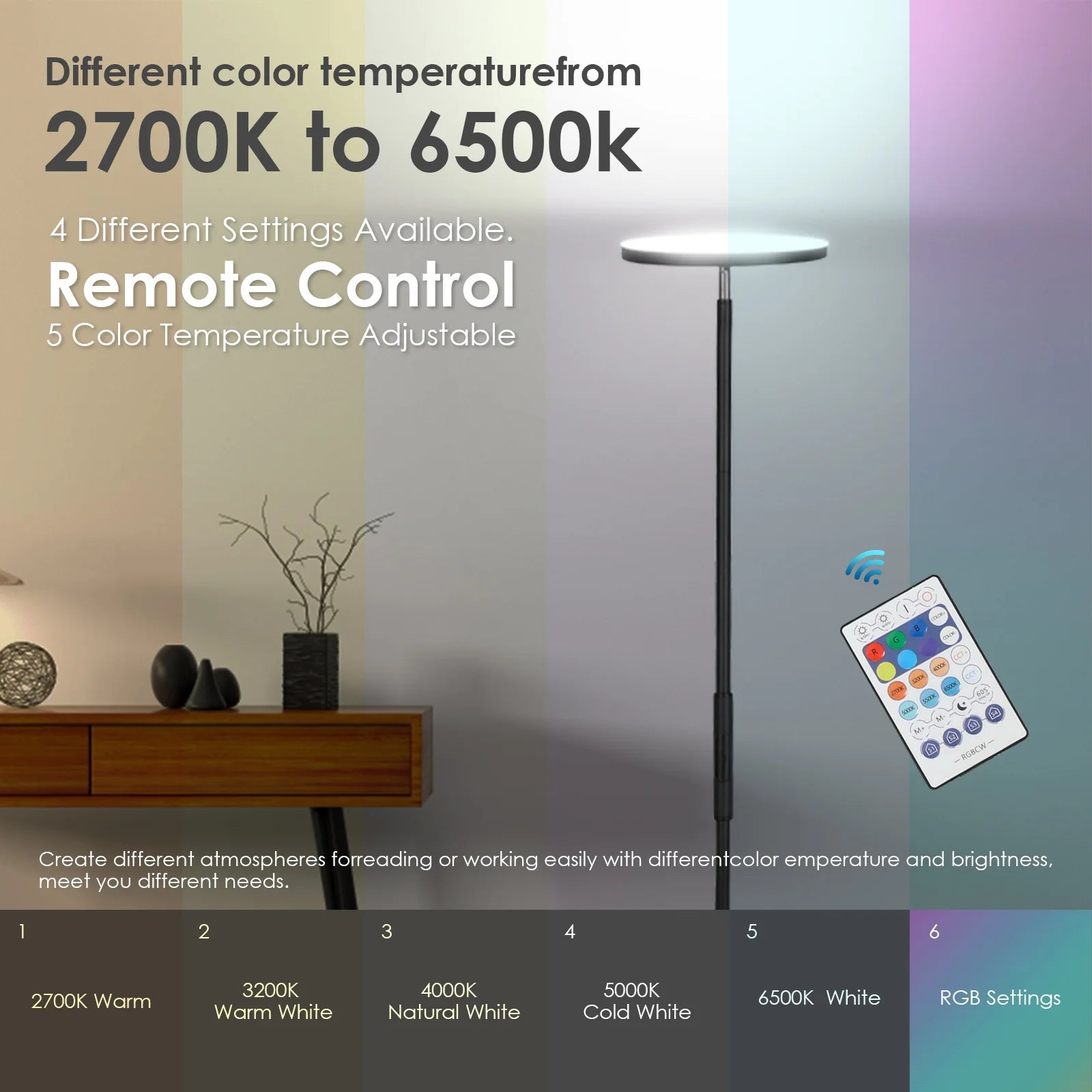 Sonnewelt Lampada da terra a LED dimmerabile RGB 24W