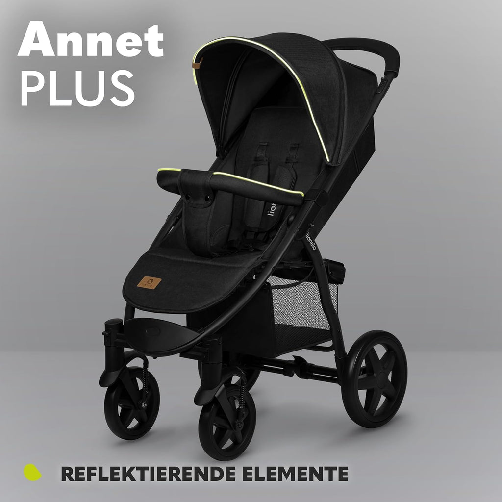 LIONELO Annet Buggy fino a 22 kg con funzione reclinabile, passeggino compatto richiudibile con accessori, ruote in schiuma EVA, zanzariera, coprigambe, portabevande, cestino (Golden Moments, Tour)