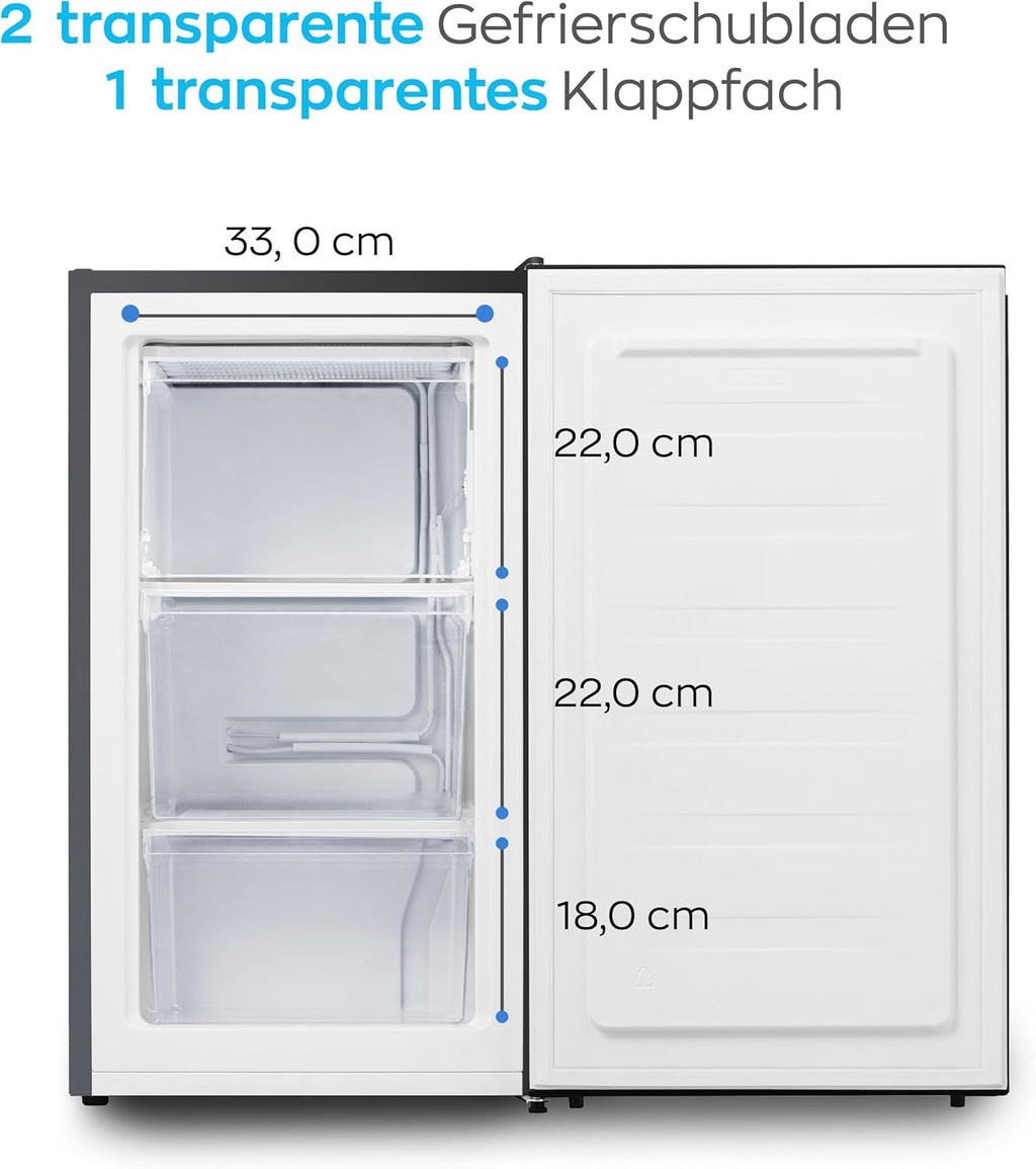 Congelatore Heinrich 61 litri -18°C, 3 cassetti congelatore, regolatore temperatura a 7 livelli, Airflow, porta reversibile, bianco