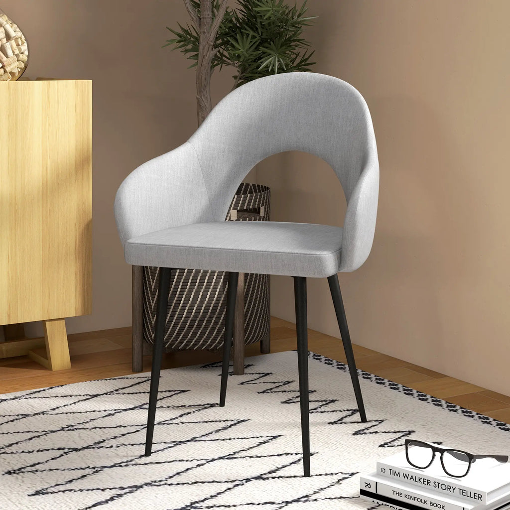 HOMCOM Polsterstuhl Relaxsessel ergonomische Lehne Leinen Grau