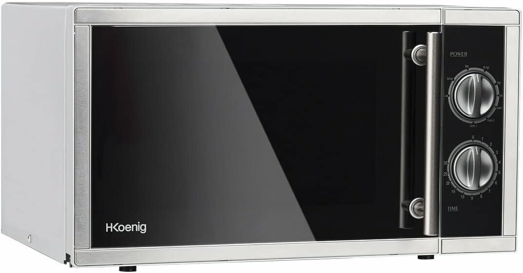 H.Koenig Microonde e Grill 2 in 1 VIO9, 25L, Piatto Girevole 27cm, 10 Livelli di Cottura fino a 1000W, Scongelamento, Cottura Combinata, Display LCD