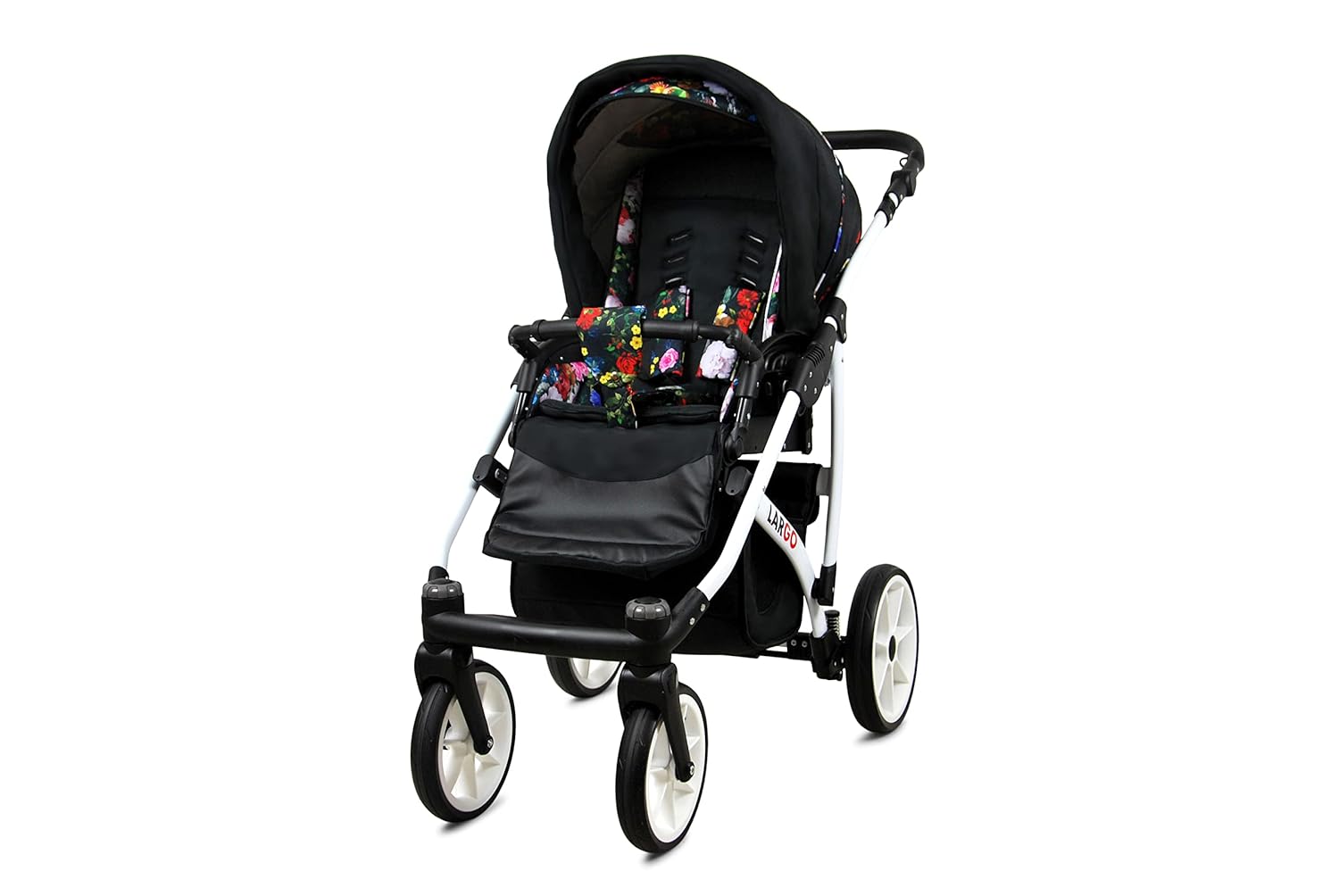 BabyLux Largo 2-in-1 Baby Kinderwagen Tief und Kinderwagen mit Zubehör Verstellbar und faltbar Aluminiumkonstruktion Wasserdicht Nicht abnehmbare Räder Brown Cream White Frame