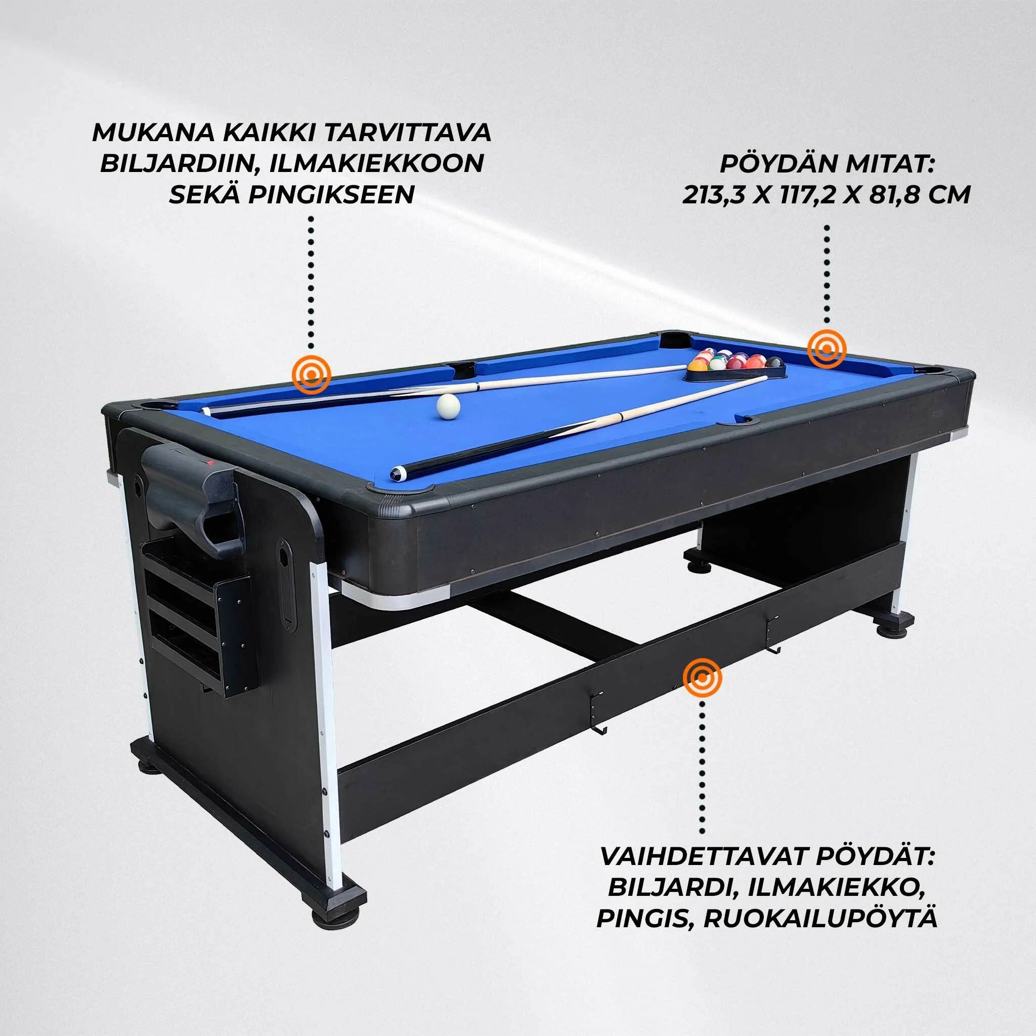 Tavolo da biliardo Blackwood 7' 4-IN-1