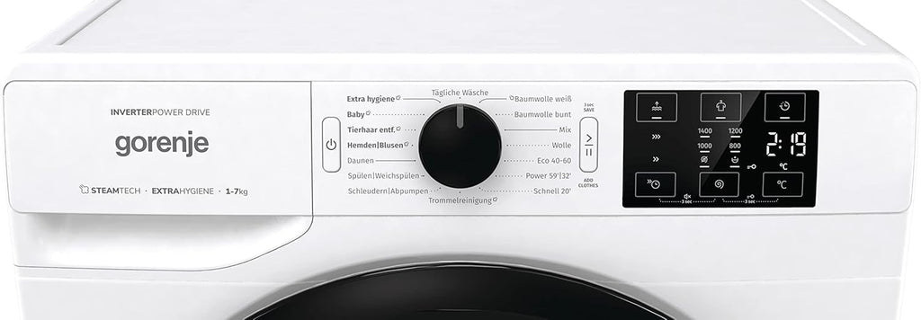 Gorenje WAM 74 SAP Lavatrice con funzione vapore / 7 kg / 1400 giri/min / 16 programmi / AquaStop / Motore Inverter PowerDrive / Cestello in acciaio inossidabile / Sicurezza bambini / EEK A / bianca